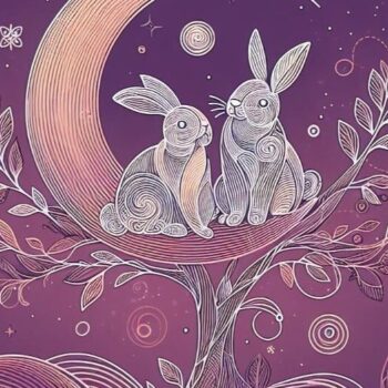 Intra απο ξύλο plywood 3mm-4mm πάχος Δέσμη ενός αξιολάτρευτου κουνελιού ζευγαριού στο Th Δίασταση 8x8 cm INTRAFABR-98024049 - Image 1