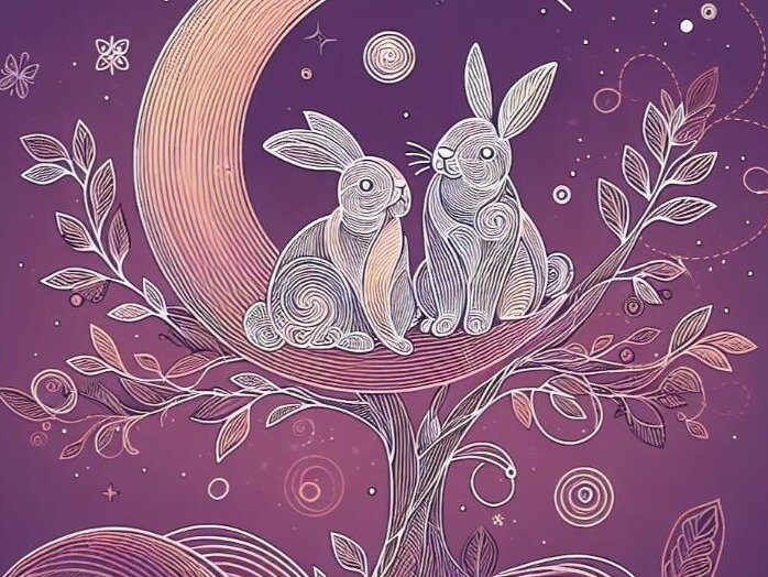 Intra απο ξύλο plywood 3mm-4mm πάχος Δέσμη ενός αξιολάτρευτου κουνελιού ζευγαριού στο Th Δίασταση 8x8 cm INTRAFABR-98024049