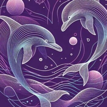 Intra απο ξύλο plywood 3mm-4mm πάχος Δέσμη των δελφινιών αγάπης στη βαθιά θάλασσα Δίασταση 8x8 cm INTRAFABR-98022235 - Image 1