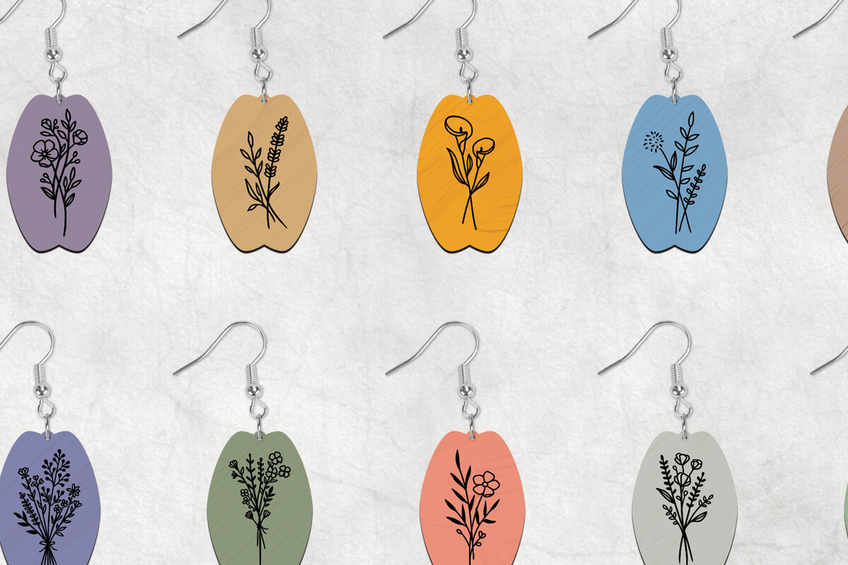 Intra απο ξύλο plywood 3mm-4mm πάχος Σκουλαρίκια Boho Wild Flower Δίασταση 2x2 cm INTRAFABR-28641285