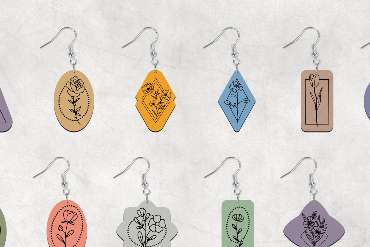 Intra απο ξύλο plywood 3mm-4mm πάχος Σκουλαρίκια Boho Wild Flower Δίασταση 2x2 cm INTRAFABR-28641377