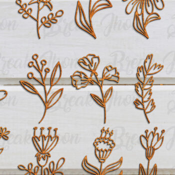 Intra απο ξύλο plywood 3mm-4mm πάχος Wildflowers Cut  Δίασταση 15x15 cm INTRAFABR-114051912 - Image 1