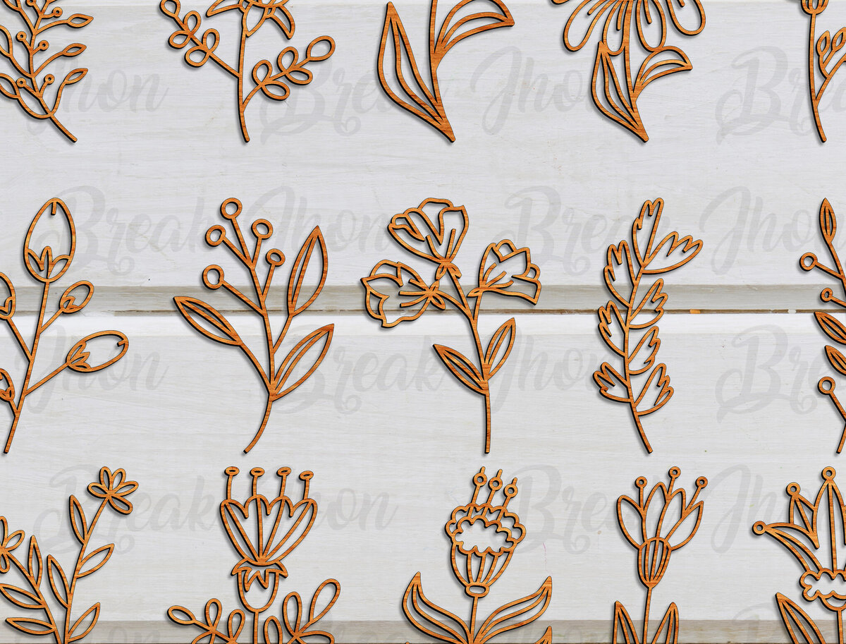 Intra απο ξύλο plywood 3mm-4mm πάχος Wildflowers Cut  Δίασταση 15x15 cm INTRAFABR-114051912