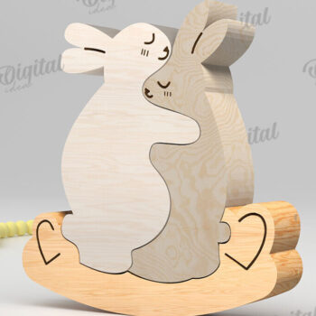 Intra απο ξύλο plywood 3mm-4mm πάχος Bunnies Puzzle . Οικογένεια Ζώων Δίασταση 6x6 cm INTRAFABR-108580495 - Image 1
