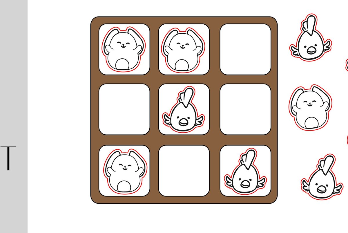Intra απο ξύλο plywood 3mm-4mm πάχος  Board Game Bunny and Chick Δίασταση 15x15 cm INTRAFABR-9254987 - Image 1