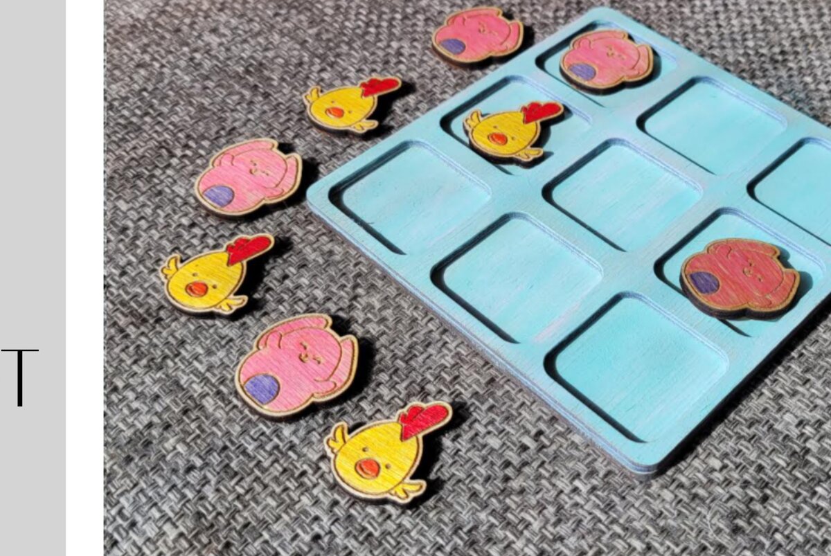 Intra απο ξύλο plywood 3mm-4mm πάχος  Board Game Bunny and Chick Δίασταση 15x15 cm INTRAFABR-9254987 - Image 3