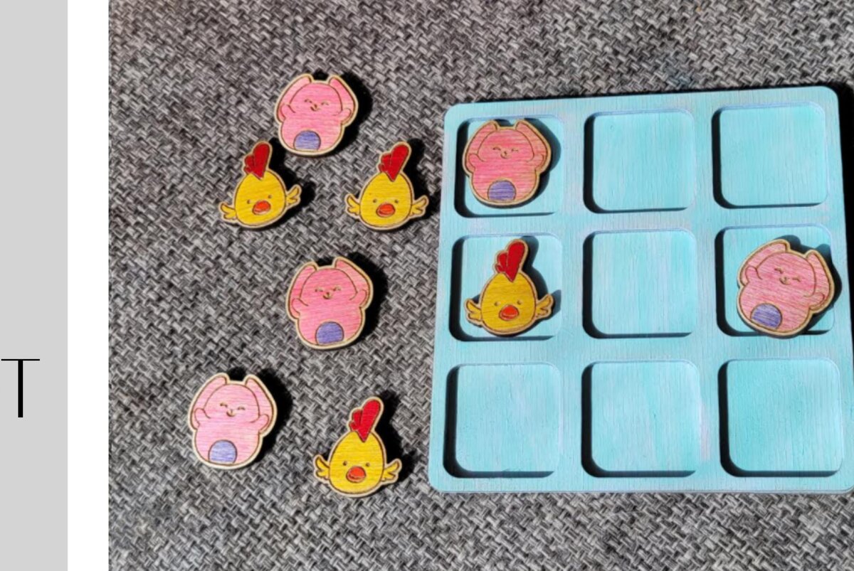 Intra απο ξύλο plywood 3mm-4mm πάχος  Board Game Bunny and Chick Δίασταση 15x15 cm INTRAFABR-9254987 - Image 4
