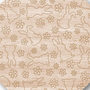 Intra απο ξύλο plywood 3mm-4mm πάχος Μοτίβο βαθμολογίας λέιζερ Bunny and Flowers Δίασταση 9x9 cm INTRAFABR-117300465