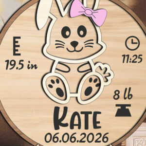 Intra απο ξύλο plywood 3mm-4mm πάχος Ανακοίνωση Bunny Baby Round Board Δίασταση 15x15 cm INTRAFABR-117378563 - Image 1
