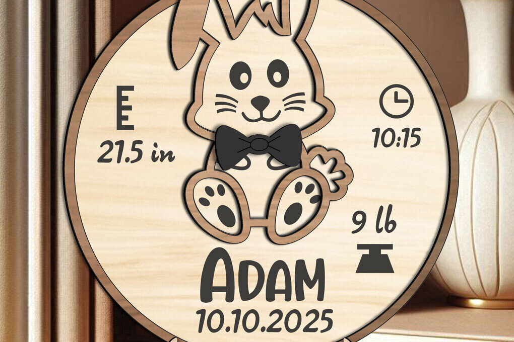 Intra απο ξύλο plywood 3mm-4mm πάχος Ανακοίνωση Bunny Baby Round Board Δίασταση 15x15 cm INTRAFABR-117378563 - Image 2