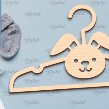 Intra απο ξύλο plywood 3mm-4mm πάχος Κρεμάστρα μωρού λαγουδάκι με λέιζερ Δίασταση 15x15 cm INTRAFABR-99139105 - Image 1