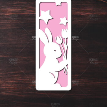 Intra απο ξύλο plywood 3mm-4mm πάχος Bunny Bookmarks Paper Cut Cut  Δίασταση 15x15 cm INTRAFABR-119111881 - Image 1