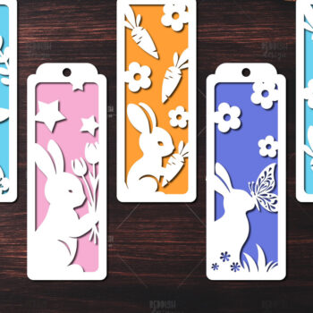 Intra απο ξύλο plywood 3mm-4mm πάχος Bunny Bookmarks Paper Cut Cut  Δίασταση 15x15 cm INTRAFABR-119111933 - Image 1