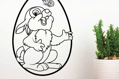 Intra απο ξύλο plywood 3mm-4mm πάχος Μεταλλική διακόσμηση τοίχου με λέιζερ Bunny Butterfly Δίασταση 40x40 cm INTRAFABR-65455108