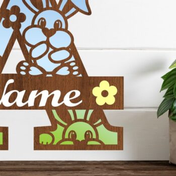 Intra απο ξύλο plywood 3mm-4mm πάχος Κουνελάκι κεφαλαίο μονόγραμμα Επιστολή Δίασταση 30x20 cm INTRAFABR-72791812 - Image 1