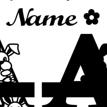 Intra απο ξύλο plywood 3mm-4mm πάχος Κουνελάκι κεφαλαίο μονόγραμμα Επιστολή Δίασταση 30x20 cm INTRAFABR-72791812 - Image 2