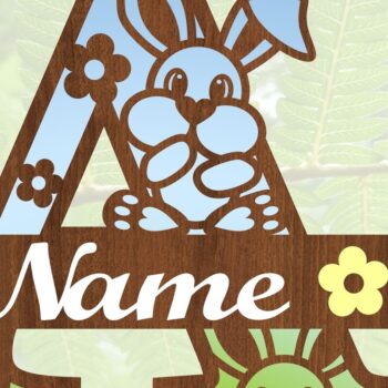 Intra απο ξύλο plywood 3mm-4mm πάχος Κουνελάκι κεφαλαίο μονόγραμμα Επιστολή Δίασταση 30x20 cm INTRAFABR-72791812 - Image 3