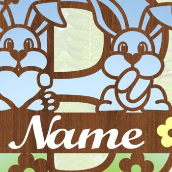 Intra απο ξύλο plywood 3mm-4mm πάχος Κουνελάκι κεφαλαίο μονόγραμμα Γράμμα B Δίασταση 30x20 cm INTRAFABR-72791834 - Image 3