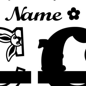 Intra απο ξύλο plywood 3mm-4mm πάχος Κουνελάκι κεφαλαίο μονόγραμμα Γράμμα C Δίασταση 30x20 cm INTRAFABR-72791847 - Image 2