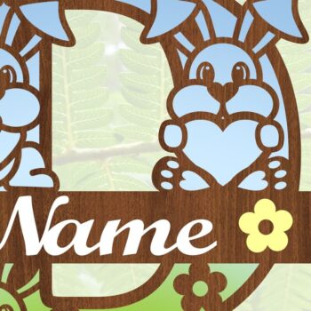 Intra απο ξύλο plywood 3mm-4mm πάχος Κουνελάκι κεφαλαίο μονόγραμμα Γράμμα D Δίασταση 30x20 cm INTRAFABR-72791858 - Image 3