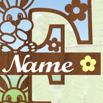 Intra απο ξύλο plywood 3mm-4mm πάχος Κουνελάκι κεφαλαίο μονόγραμμα Γράμμα F Δίασταση 30x20 cm INTRAFABR-72791888 - Image 3