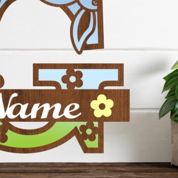 Intra απο ξύλο plywood 3mm-4mm πάχος Κουνελάκι κεφαλαίο μονόγραμμα Γράμμα G Δίασταση 30x20 cm INTRAFABR-72791901 - Image 1