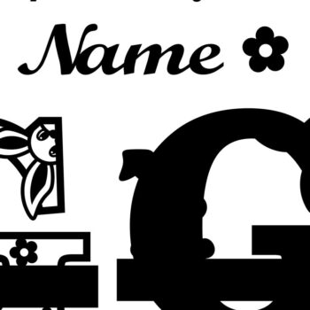 Intra απο ξύλο plywood 3mm-4mm πάχος Κουνελάκι κεφαλαίο μονόγραμμα Γράμμα G Δίασταση 30x20 cm INTRAFABR-72791901 - Image 2