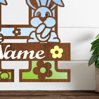 Intra απο ξύλο plywood 3mm-4mm πάχος Κουνελάκι κεφαλαίο μονόγραμμα Γράμμα H Δίασταση 30x20 cm INTRAFABR-72791928 - Image 1