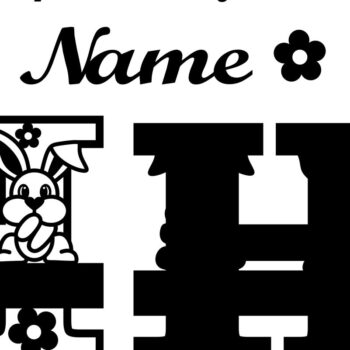 Intra απο ξύλο plywood 3mm-4mm πάχος Κουνελάκι κεφαλαίο μονόγραμμα Γράμμα H Δίασταση 30x20 cm INTRAFABR-72791928 - Image 2