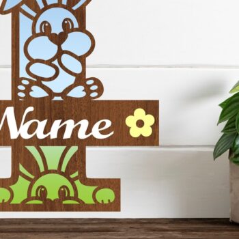 Intra απο ξύλο plywood 3mm-4mm πάχος Κουνελάκι κεφαλαίο μονόγραμμα Γράμμα I Δίασταση 30x20 cm INTRAFABR-72791943 - Image 1