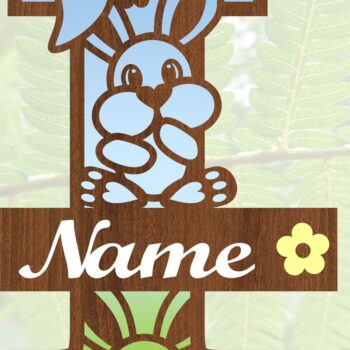 Intra απο ξύλο plywood 3mm-4mm πάχος Κουνελάκι κεφαλαίο μονόγραμμα Γράμμα I Δίασταση 30x20 cm INTRAFABR-72791943 - Image 3