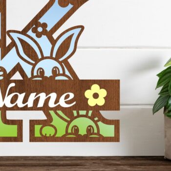 Intra απο ξύλο plywood 3mm-4mm πάχος Κουνελάκι κεφαλαίο μονόγραμμα Γράμμα K Δίασταση 30x20 cm INTRAFABR-72791966 - Image 1