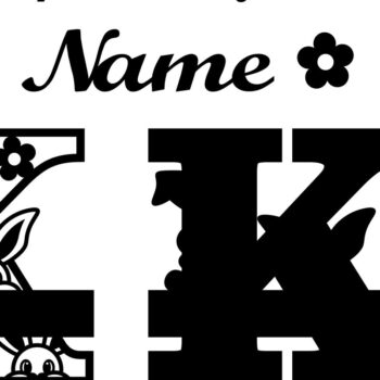 Intra απο ξύλο plywood 3mm-4mm πάχος Κουνελάκι κεφαλαίο μονόγραμμα Γράμμα K Δίασταση 30x20 cm INTRAFABR-72791966 - Image 2