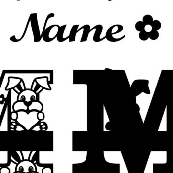 Intra απο ξύλο plywood 3mm-4mm πάχος Κουνελάκι κεφαλαίο μονόγραμμα Γράμμα M Δίασταση 30x20 cm INTRAFABR-72791986 - Image 2