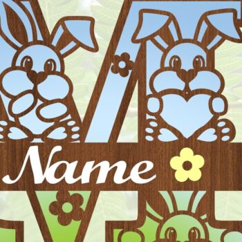 Intra απο ξύλο plywood 3mm-4mm πάχος Κουνελάκι κεφαλαίο μονόγραμμα Γράμμα M Δίασταση 30x20 cm INTRAFABR-72791986 - Image 3