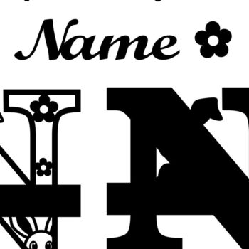 Intra απο ξύλο plywood 3mm-4mm πάχος Κουνελάκι κεφαλαίο μονόγραμμα Γράμμα N Δίασταση 30x20 cm INTRAFABR-72791998 - Image 2