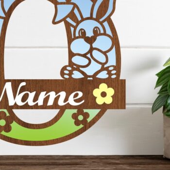 Intra απο ξύλο plywood 3mm-4mm πάχος Κουνελάκι κεφαλαίο μονόγραμμα Επιστολή O Δίασταση 30x20 cm INTRAFABR-72792013 - Image 1