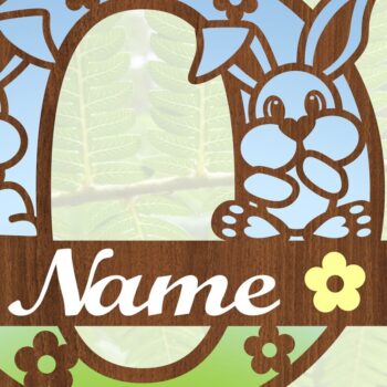 Intra απο ξύλο plywood 3mm-4mm πάχος Κουνελάκι κεφαλαίο μονόγραμμα Επιστολή O Δίασταση 30x20 cm INTRAFABR-72792013 - Image 3