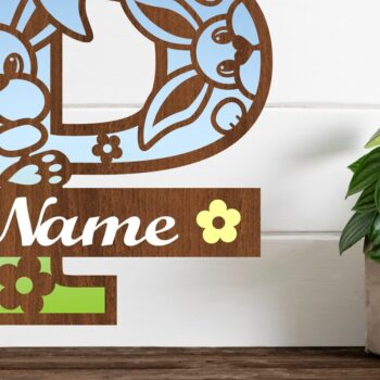 Intra απο ξύλο plywood 3mm-4mm πάχος Κουνελάκι κεφαλαίο μονόγραμμα Γράμμα P Δίασταση 30x20 cm INTRAFABR-72792046 - Image 1