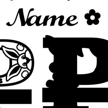 Intra απο ξύλο plywood 3mm-4mm πάχος Κουνελάκι κεφαλαίο μονόγραμμα Γράμμα P Δίασταση 30x20 cm INTRAFABR-72792046 - Image 2