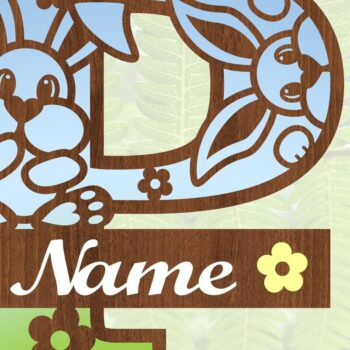 Intra απο ξύλο plywood 3mm-4mm πάχος Κουνελάκι κεφαλαίο μονόγραμμα Γράμμα P Δίασταση 30x20 cm INTRAFABR-72792046 - Image 3