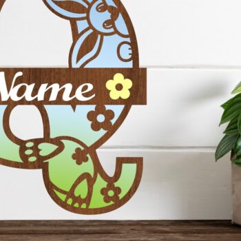 Intra απο ξύλο plywood 3mm-4mm πάχος Κουνελάκι κεφαλαίο μονόγραμμα Γράμμα Q Δίασταση 30x20 cm INTRAFABR-72792070 - Image 1