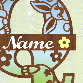 Intra απο ξύλο plywood 3mm-4mm πάχος Κουνελάκι κεφαλαίο μονόγραμμα Γράμμα Q Δίασταση 30x20 cm INTRAFABR-72792070 - Image 3