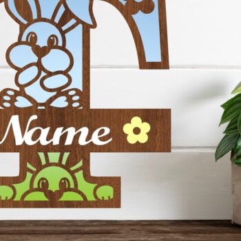 Intra απο ξύλο plywood 3mm-4mm πάχος Κουνελάκι κεφαλαίο μονόγραμμα Γράμμα T Δίασταση 30x20 cm INTRAFABR-72792135 - Image 1