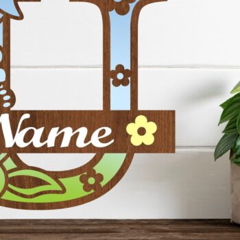 Intra απο ξύλο plywood 3mm-4mm πάχος Λαγουδάκι κεφαλαίο μονόγραμμα Letter U Δίασταση 30x20 cm INTRAFABR-72792151 - Image 1