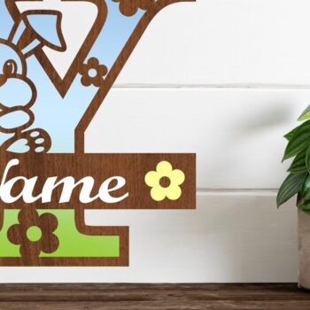 Intra απο ξύλο plywood 3mm-4mm πάχος Κουνελάκι κεφαλαίο μονόγραμμα Γράμμα Y Δίασταση 30x20 cm INTRAFABR-72792204 - Image 1