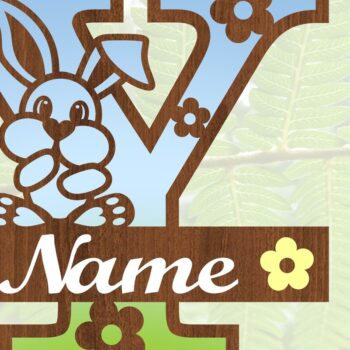 Intra απο ξύλο plywood 3mm-4mm πάχος Κουνελάκι κεφαλαίο μονόγραμμα Γράμμα Y Δίασταση 30x20 cm INTRAFABR-72792204 - Image 3