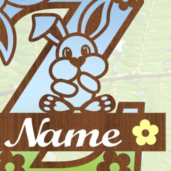 Intra απο ξύλο plywood 3mm-4mm πάχος Κουνελάκι κεφαλαίο μονόγραμμα Γράμμα Z Δίασταση 30x20 cm INTRAFABR-72792227 - Image 3