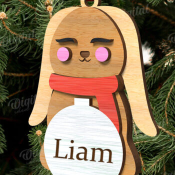 Intra απο ξύλο plywood 3mm-4mm πάχος Χριστουγεννιάτικο στολίδι Λαγουδάκι με λέιζερ Δίασταση 8x8 cm INTRAFABR-111210085 - Image 1