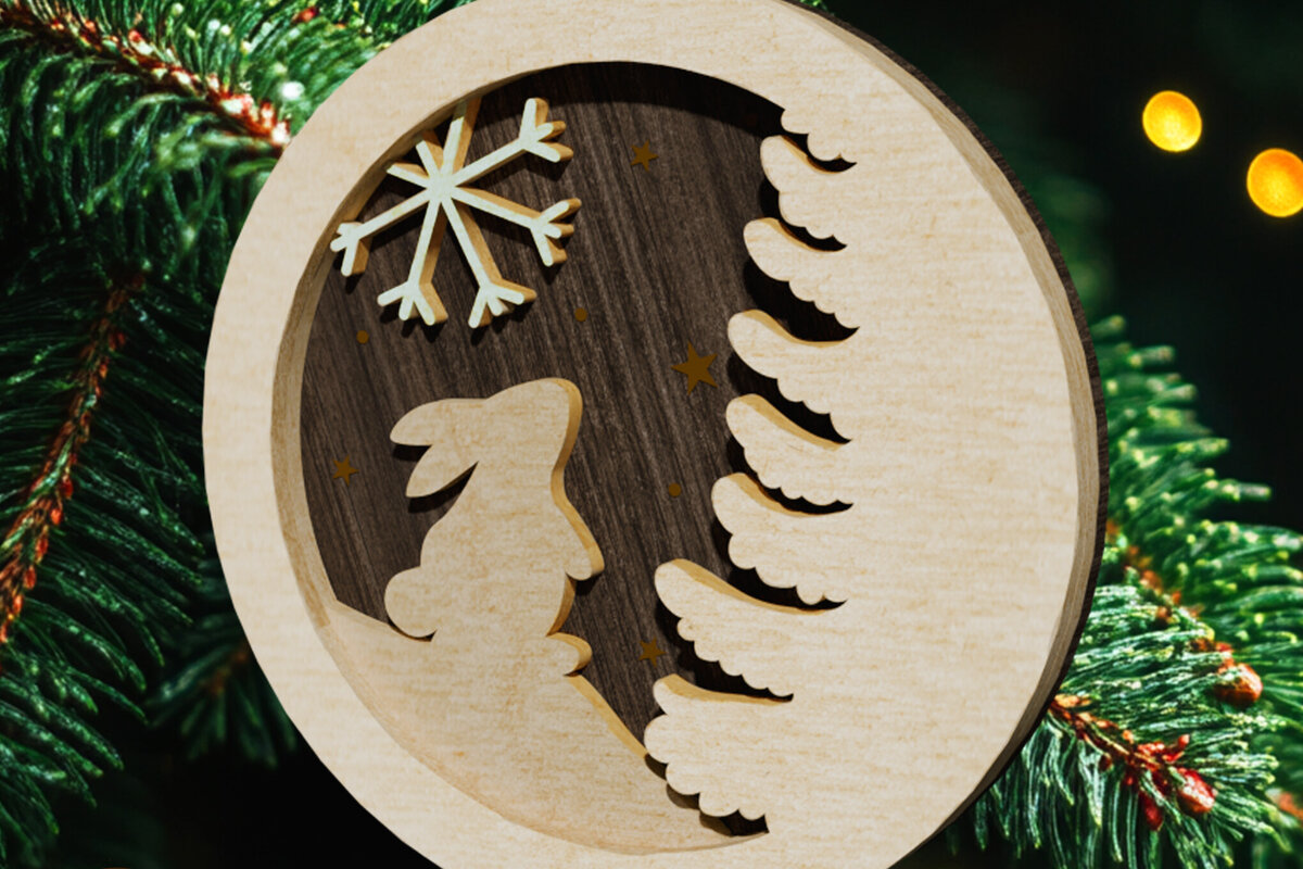 Intra απο ξύλο plywood 3mm-4mm πάχος Κουνελάκι κομμένο παιχνιδιών για χριστουγεννιάτικο δέντρο Δίασταση 2x2 cm INTRAFABR-108350421